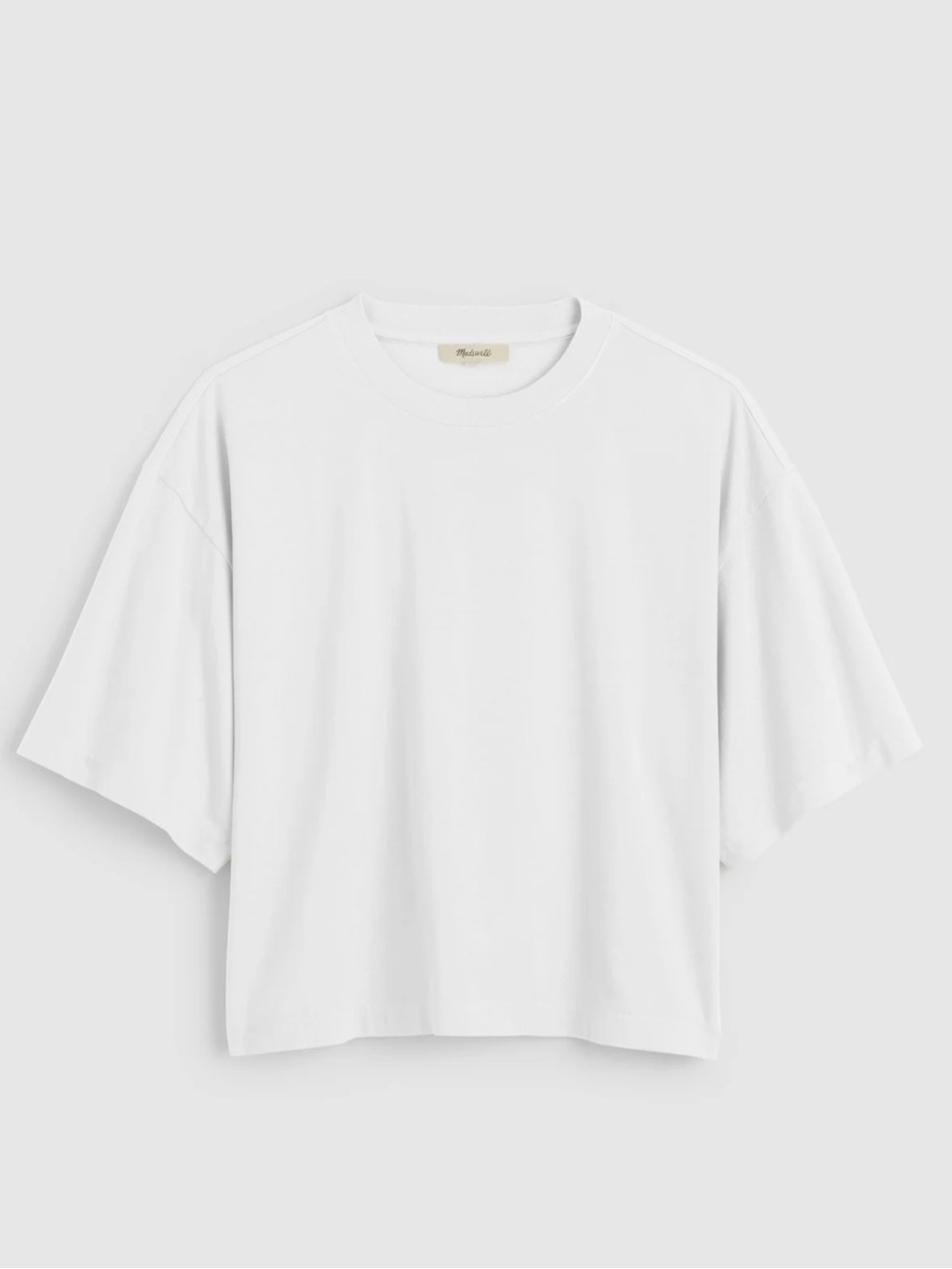 Madewell Classic Boxy Crop White Tee NZ387 Brand New Small